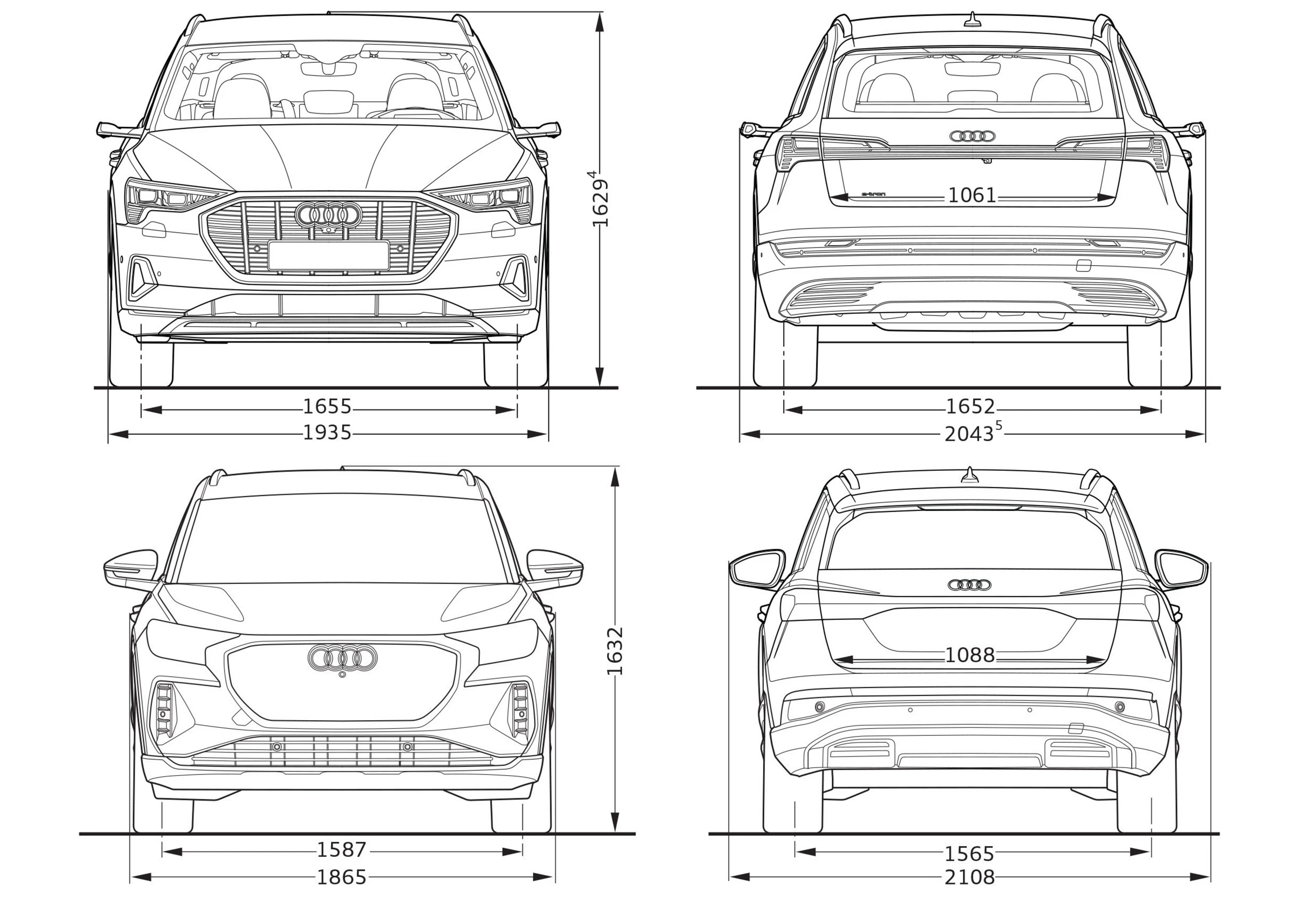Størrelse sammenligning Q4 og e-tron Størrelse sammenligning Q4 og e-tron