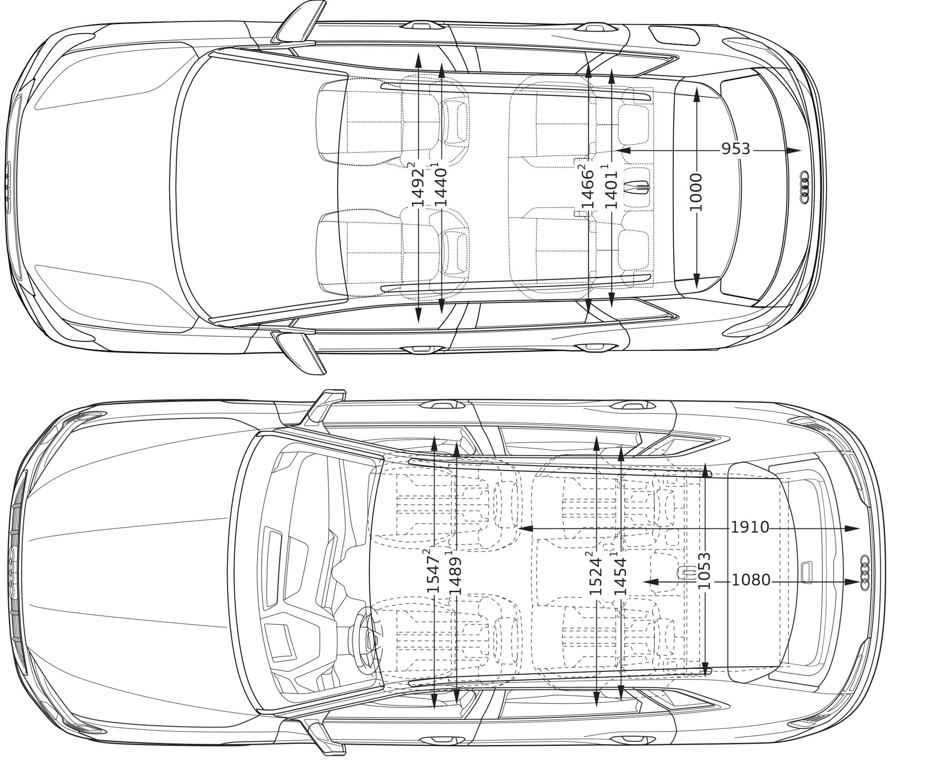 Størrelse sammenligning Q4 og e-tron Størrelse sammenligning Q4 og e-tron
