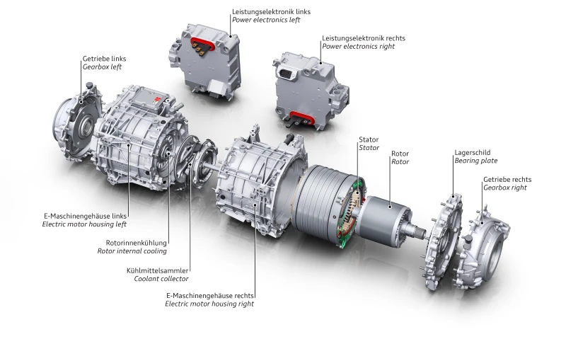 Rear electric motor with power electronics
