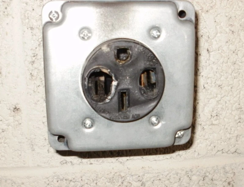 Burned nema 14-50 outlet used for Audi e-tron Burned nema 14-50 outlet used for Audi e-tron