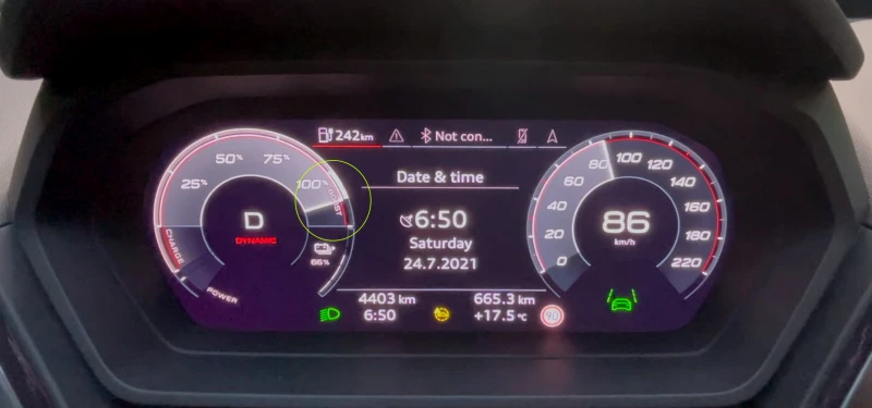 omtrent 50 % boost ved 66 % SOC