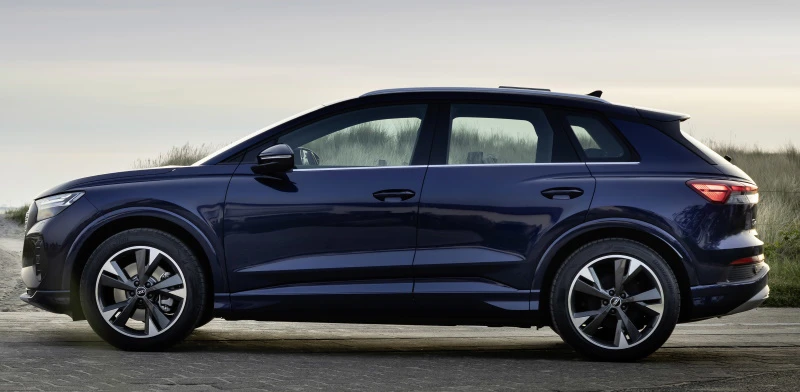 Audi Q4 40 e-tron quattro in Navarra blue and full body color
