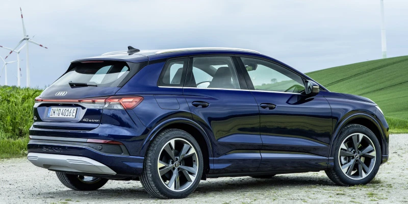 Audi Q4 40 e-tron quattro in Navarra blue and full body color