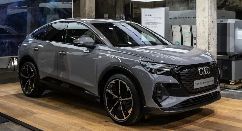 Audi Q4 50 e-tron quattro in Stone grey with black optics