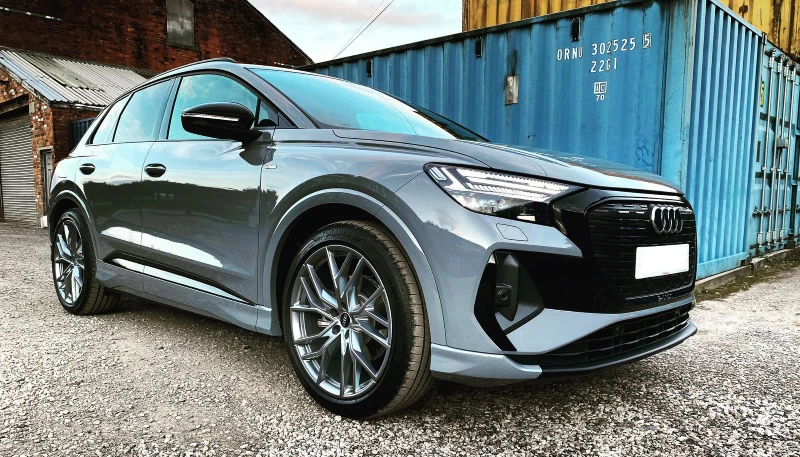 Audi Q4 35 e-tron quattro in Stone grey with black optics and full body paint