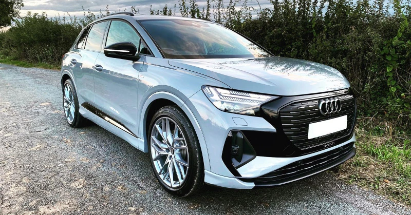 Audi Q4 35 e-tron quattro in Stone grey with black optics and full body paint