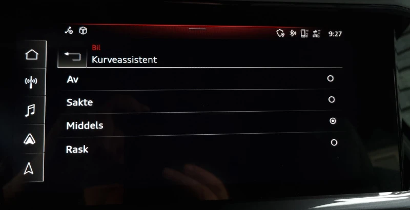 Justeringer for kurveassistent