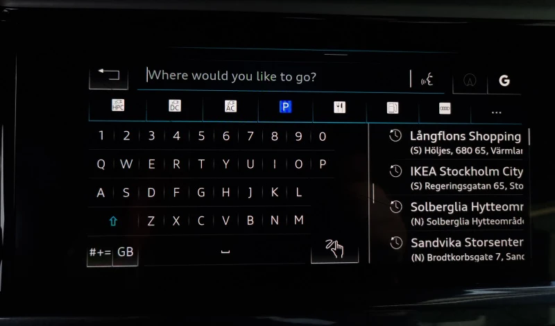 Step 1: Input for search can be done with keyboard when car is stationary Step 1: Input for search can be done with keyboard when car is stationary