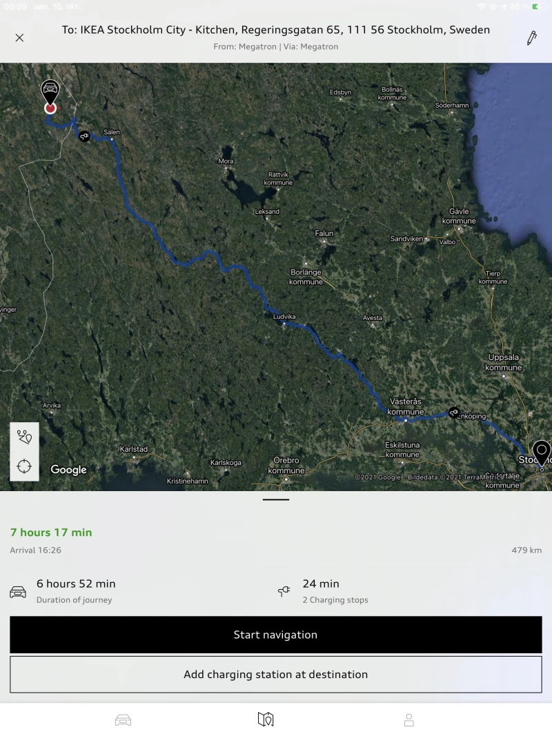 Ruteplanlegger i myAudi