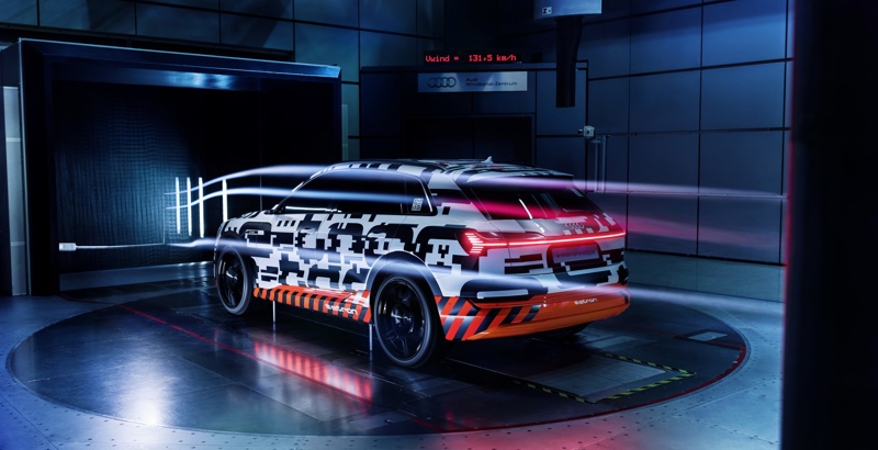 Audi e-tron en un túnel de viento