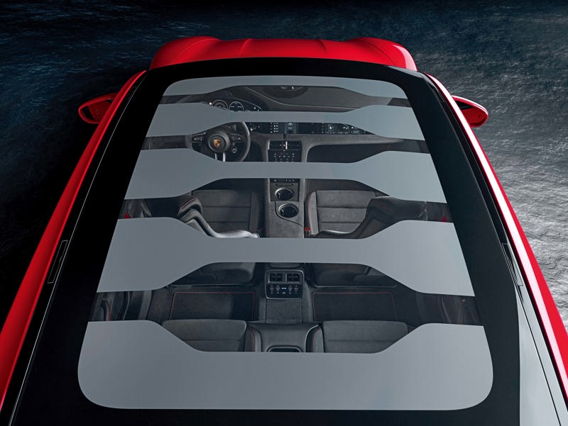 Porsche Taycan med elektrokromt tak - mønstermodus