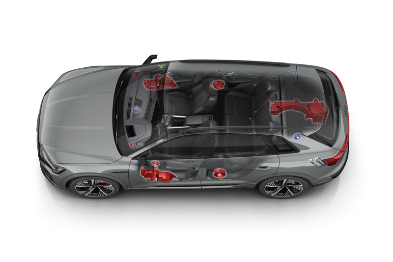 Audi Q8 e-trons högtalarplatser