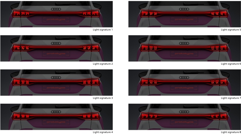 Audi Q6 e-tron mulige lyssignaturer