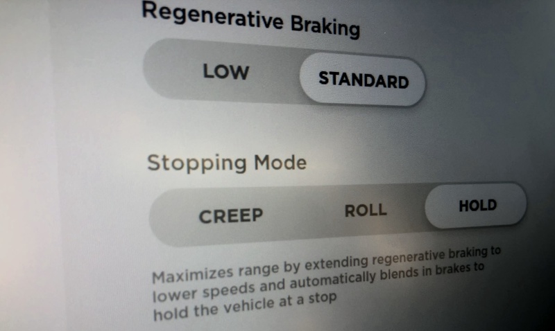 Tesla one-pedal driving settings