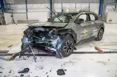 Toyota bZ4X – Mobile Progressive Deformable Barrier-Test 2025 – nach dem Aufprall