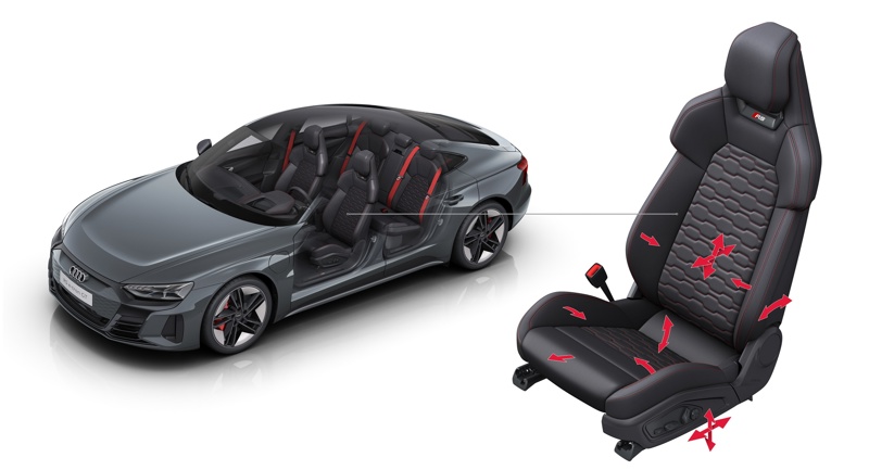 Audi e-tron front seats with 18-way adjustment