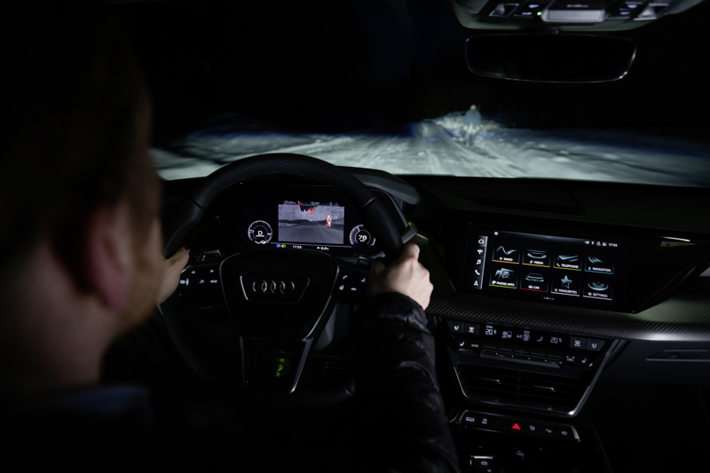 Audi e-tron GT with infrared night vision camera with screen screen