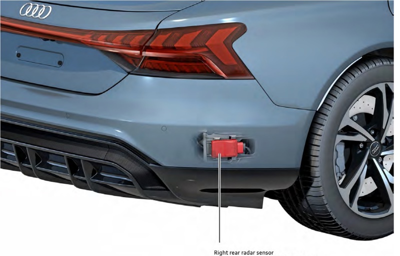 Radarsensorplacering bak Audi e-tron GT